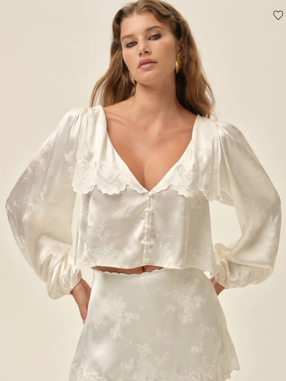 For Love & Lemons Locked Hearts Buttondown Blouse NWT